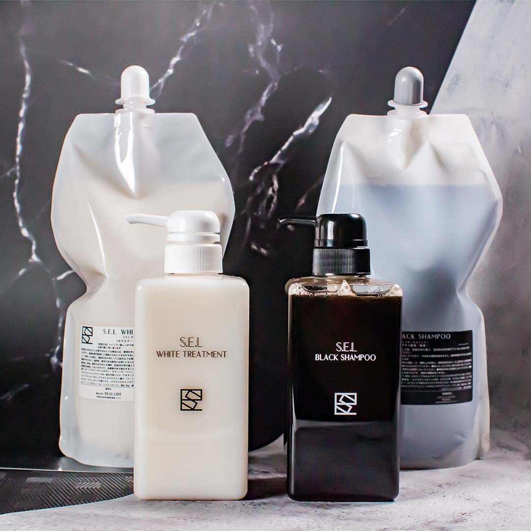 S.E.L BLACK SHAMPOO【ブラックシャンプー&ホワイトトリートメント詰替用】各9本セット+2本おまけ付き